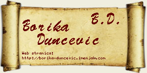 Borika Dunčević vizit kartica
